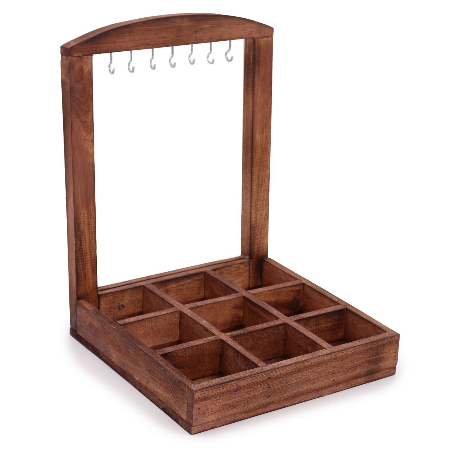 Hängender Ständer und Präsentationstablett - 9 Fächer (3x3) - Dunkles Holz