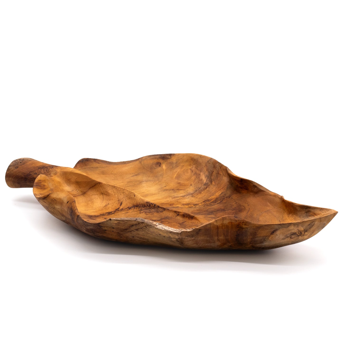 Große Obstschale aus Teakholz in Blattform - 40x24x5cm