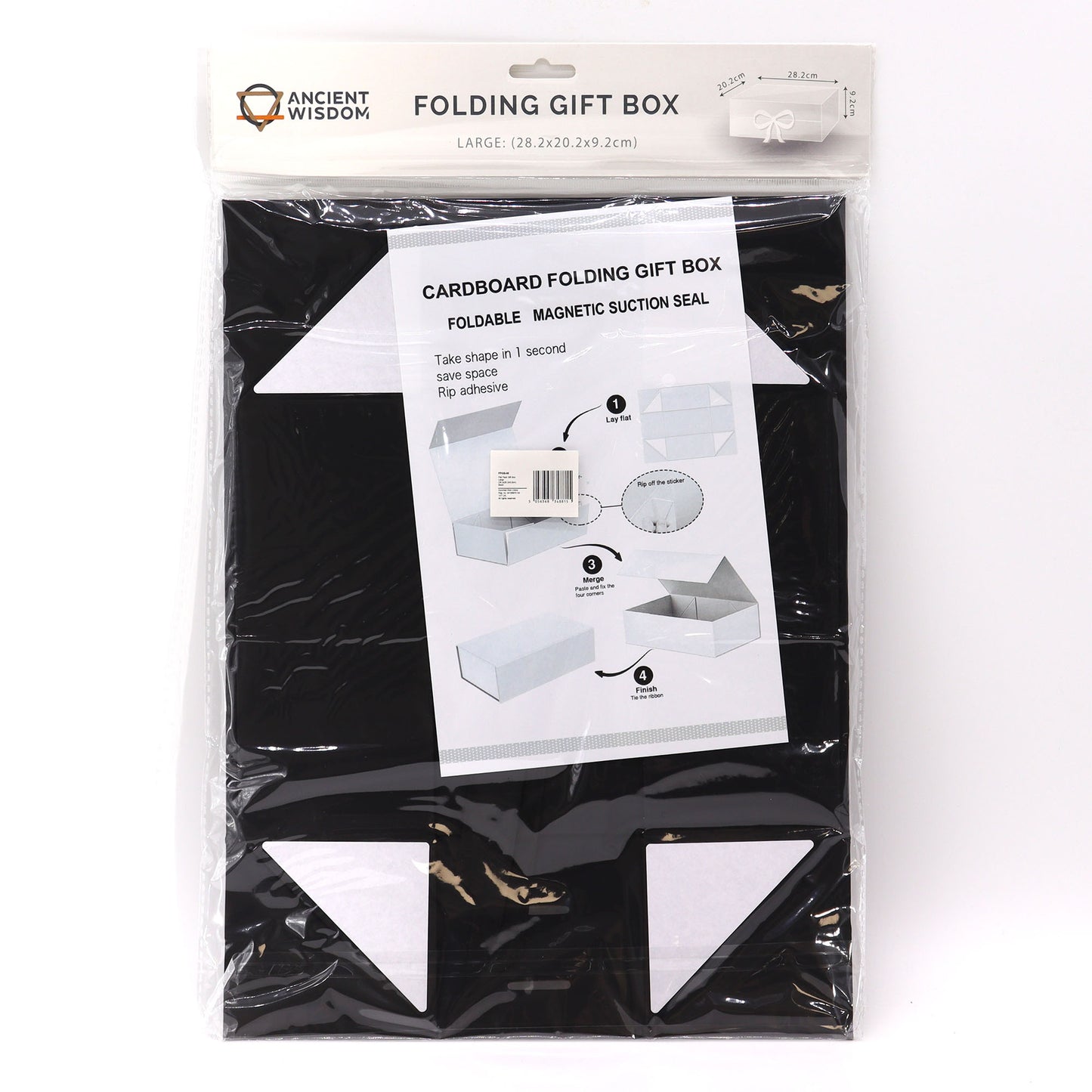 Coffret cadeau pliable avec nœud 28,2 x 20,2 x 9,2 cm - Noir