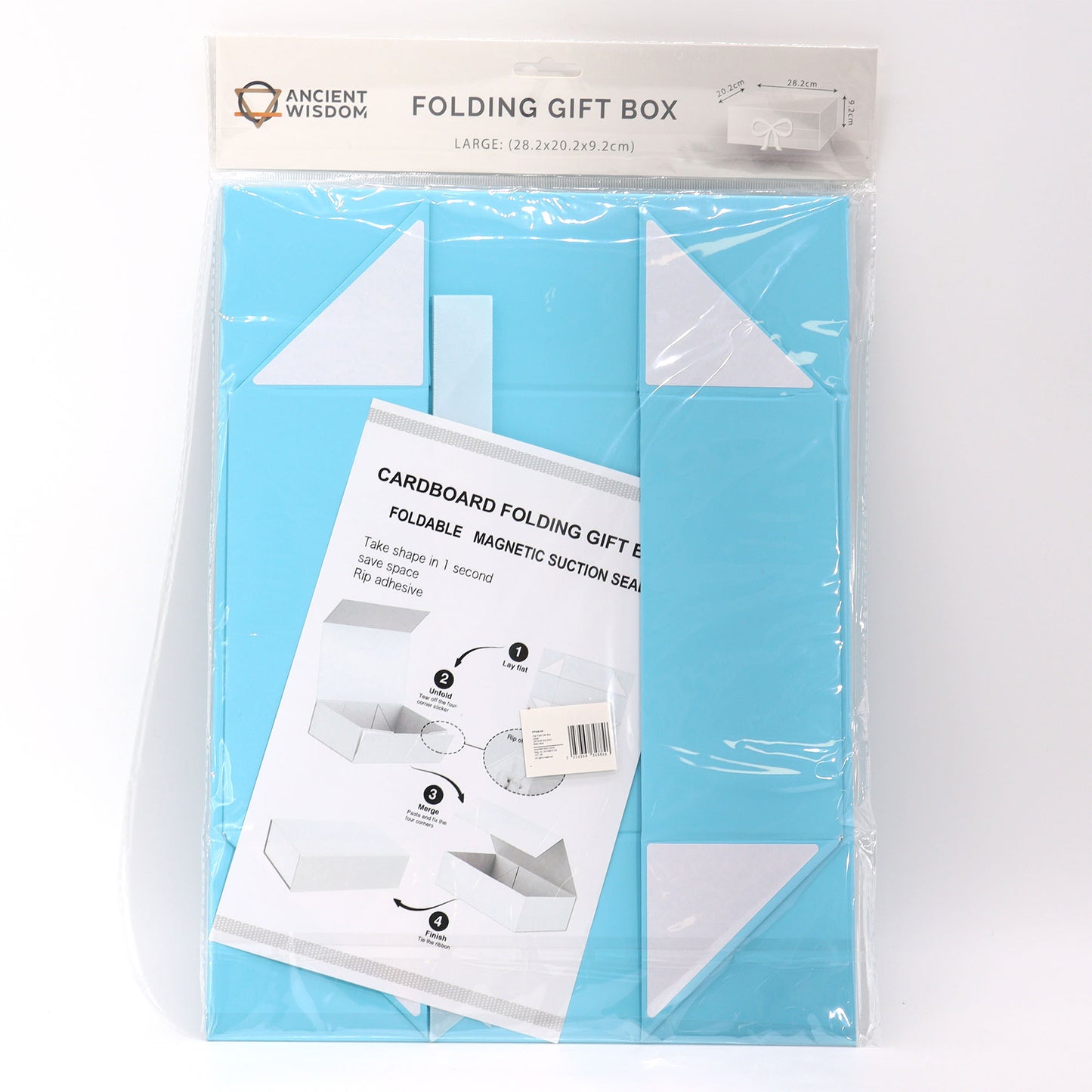 Coffret cadeau pliable avec nœud 28,2 x 20,2 x 9,2 cm - Bleu bébé