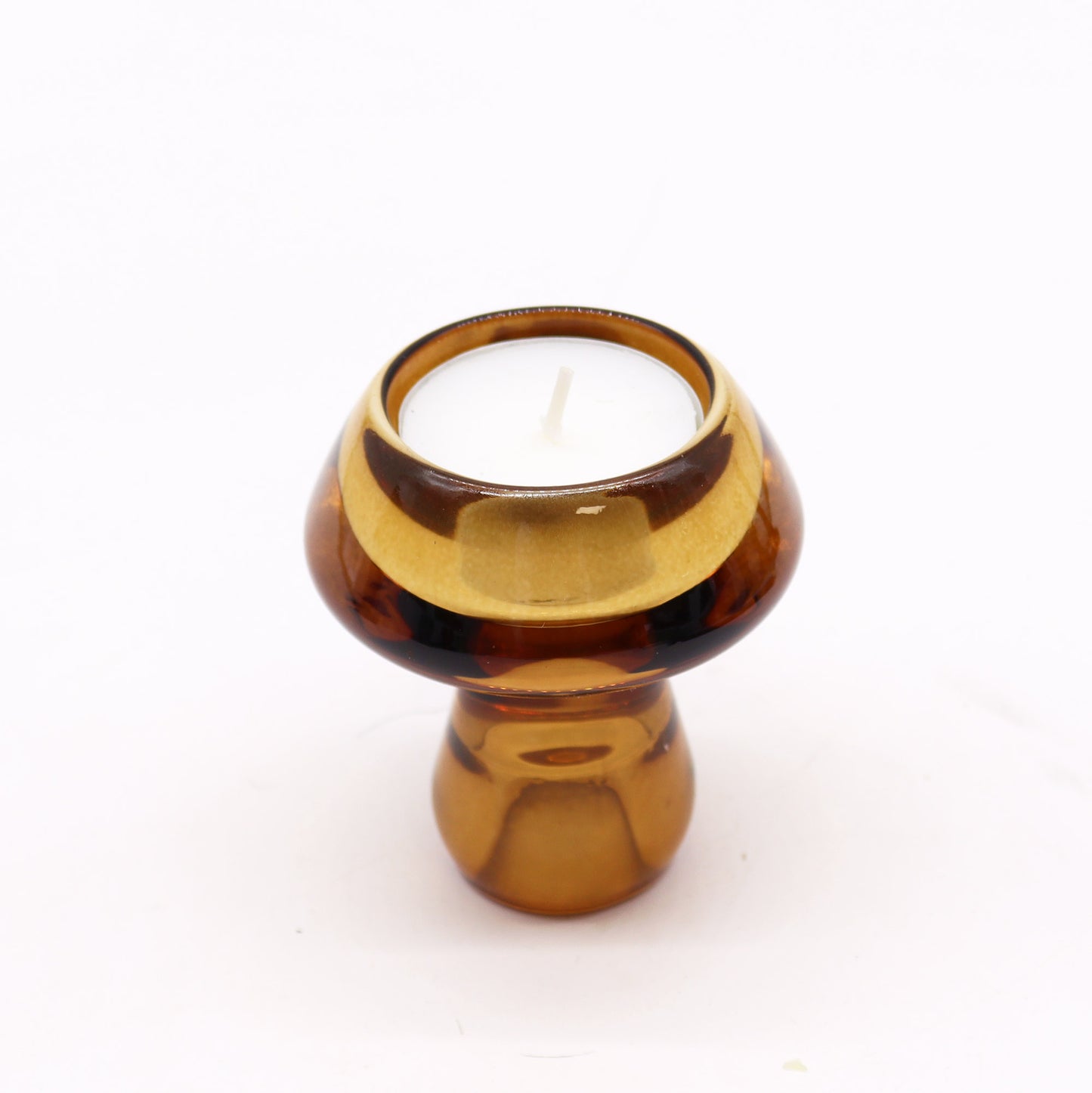 Bougeoir réversible en forme de champignon - Ambre antique