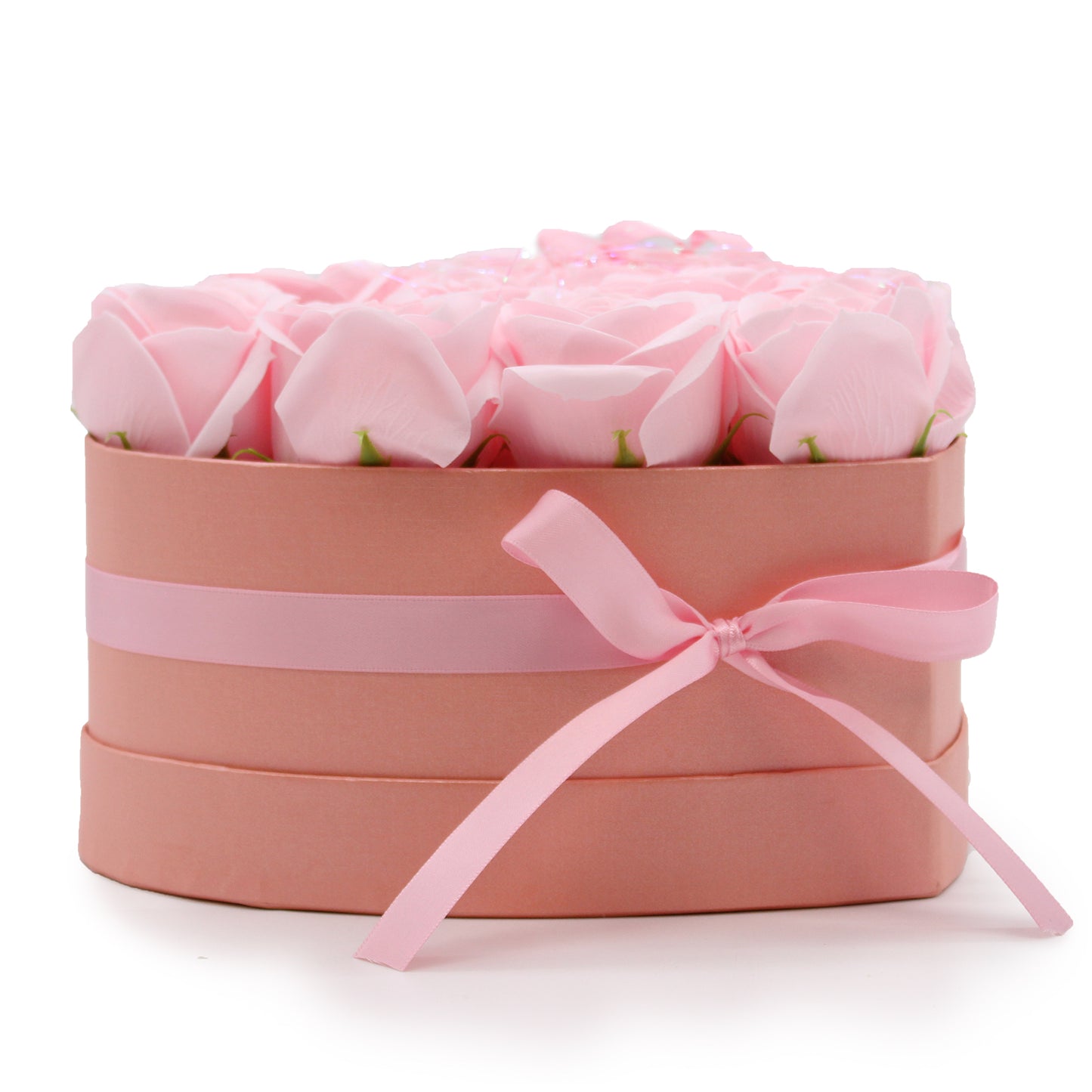 Coffret cadeau - Fleur de savon 13 roses roses - Cœur