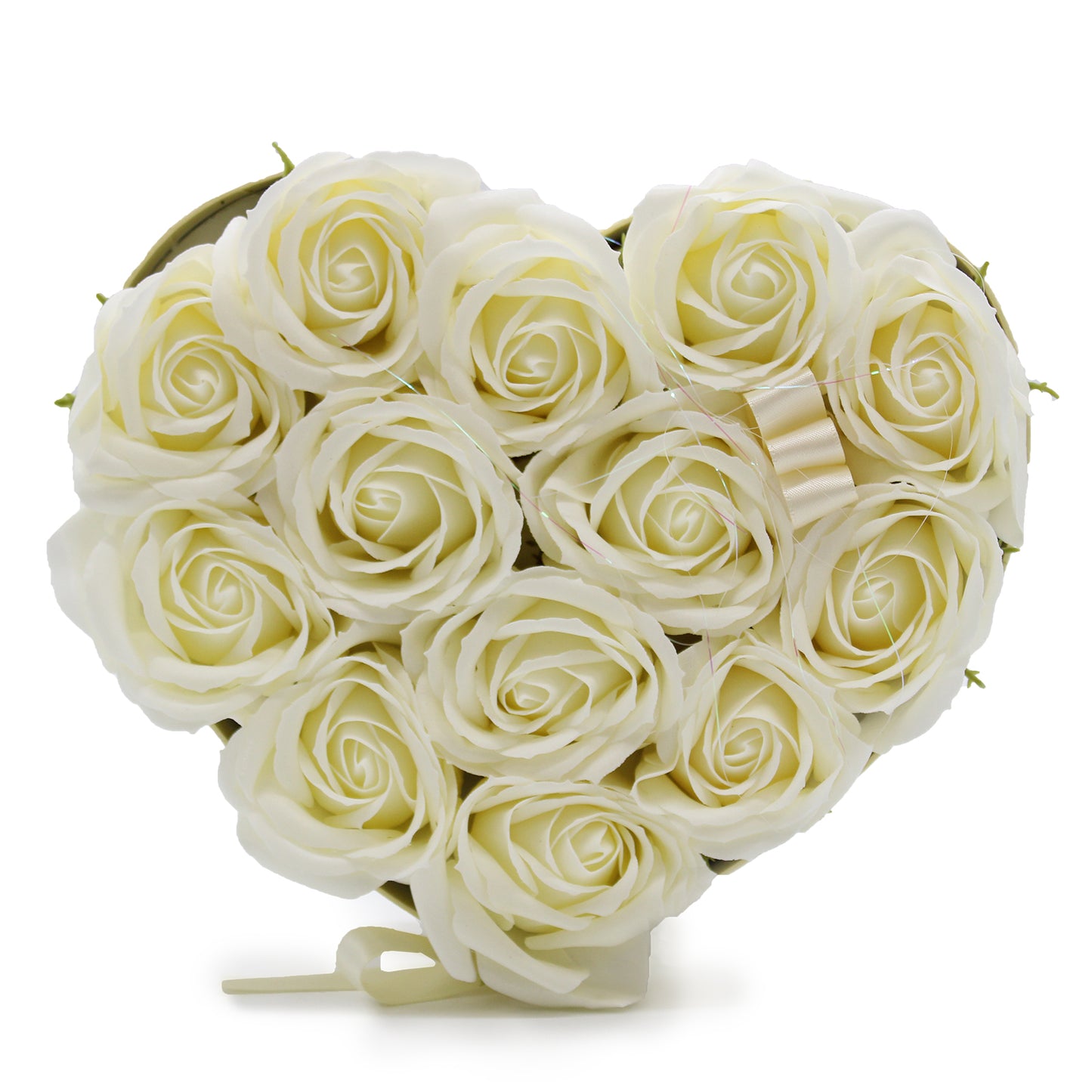 Coffret cadeau - Fleur de savon 13 roses crème - Cœur