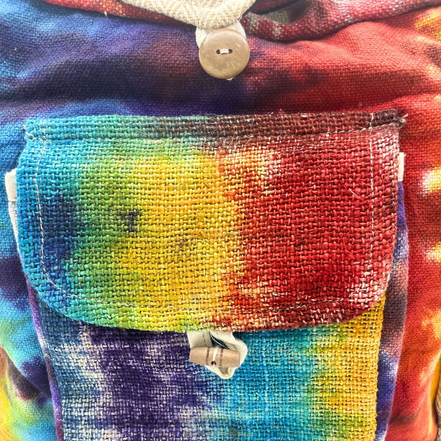 Sac d'étude en chanvre Tiedye avec poche avant