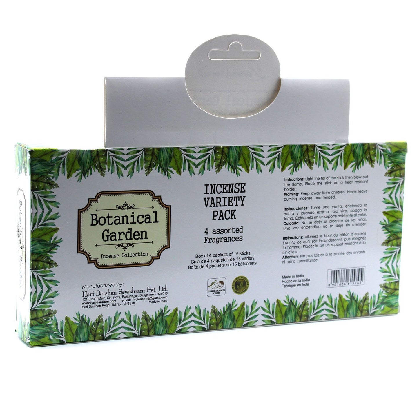 Coffret cadeau d'encens Jardin botanique - 4 parfums assortis