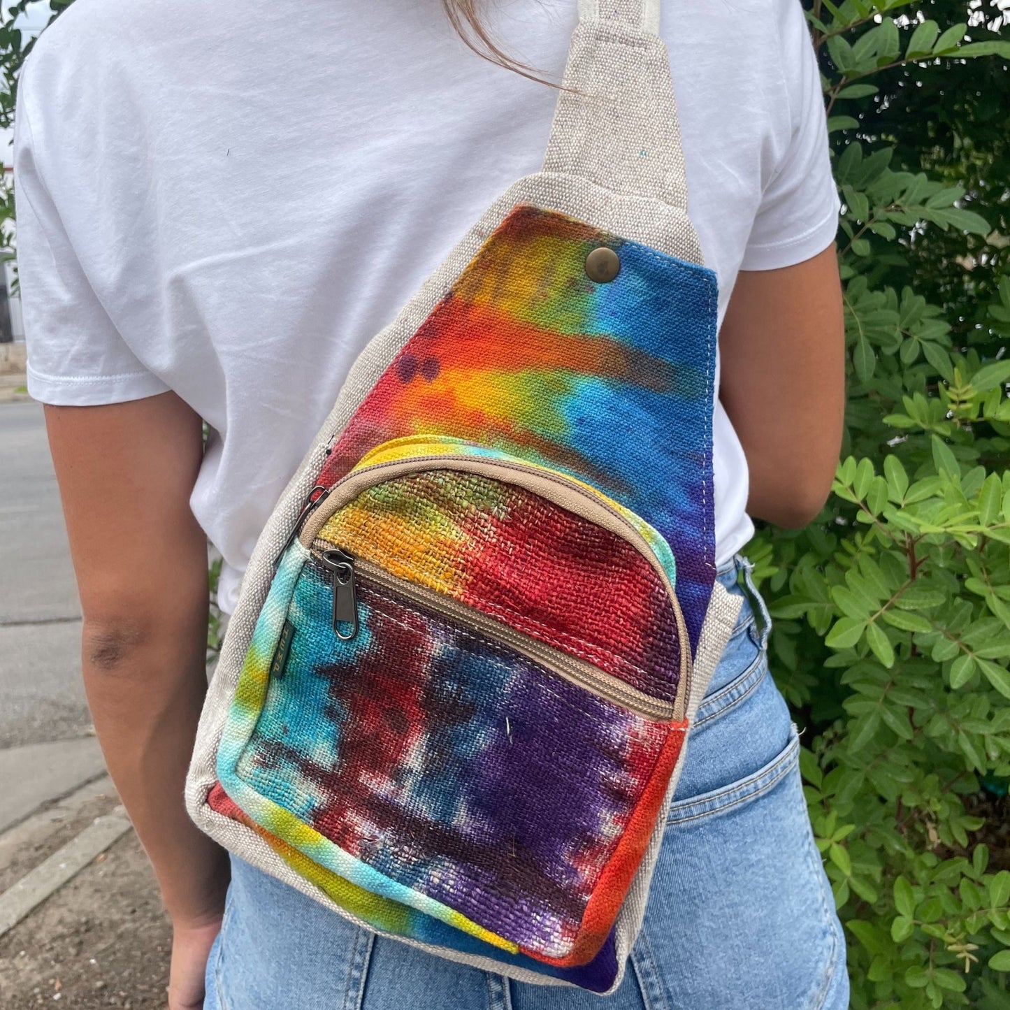 Sac bandoulière en chanvre tie-dye