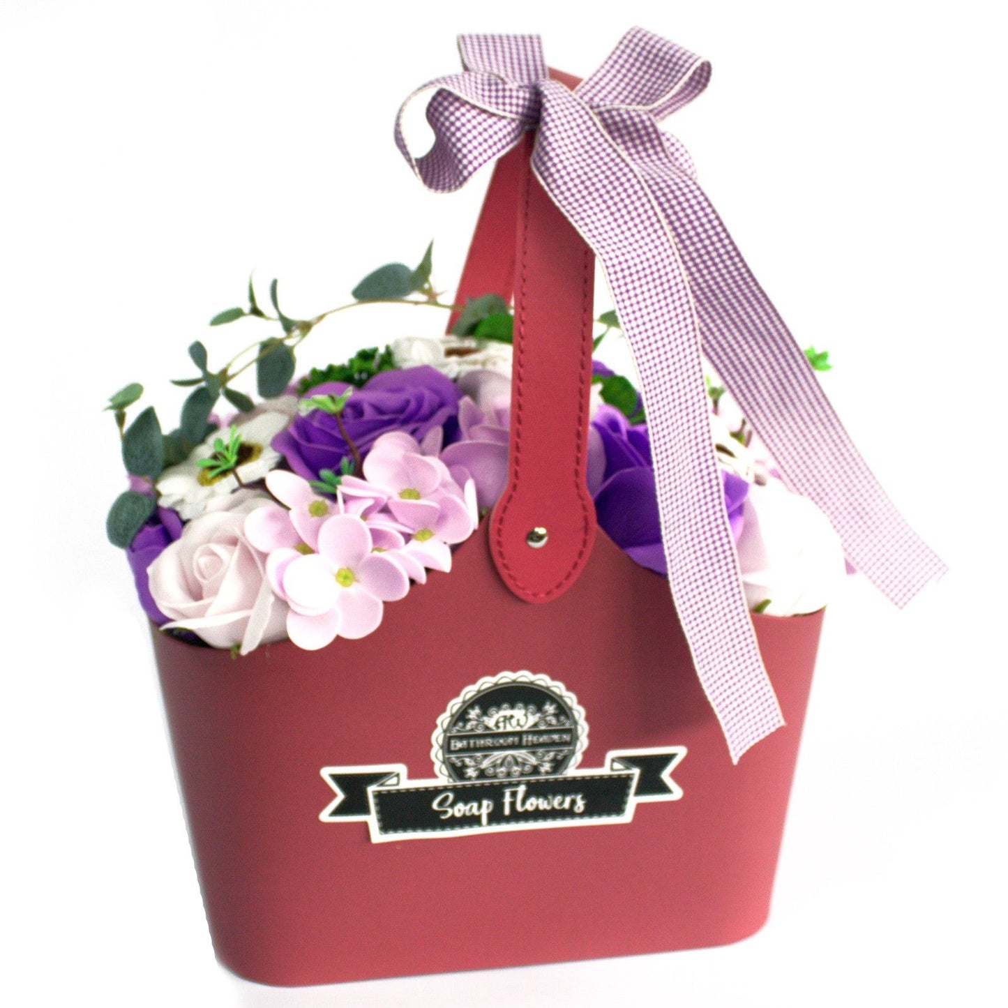 Bouquet de fleurs de savon en panier - Lilas