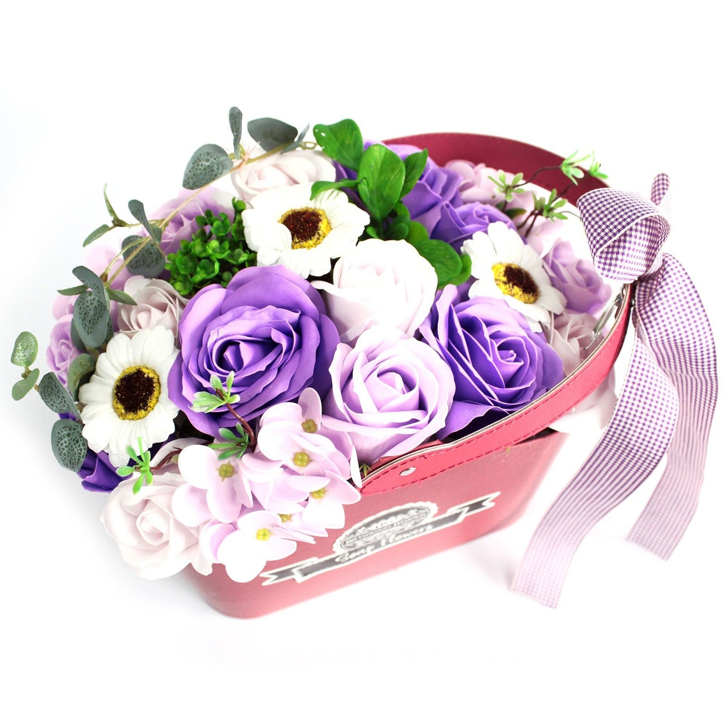 Bouquet de fleurs de savon en panier - Lilas