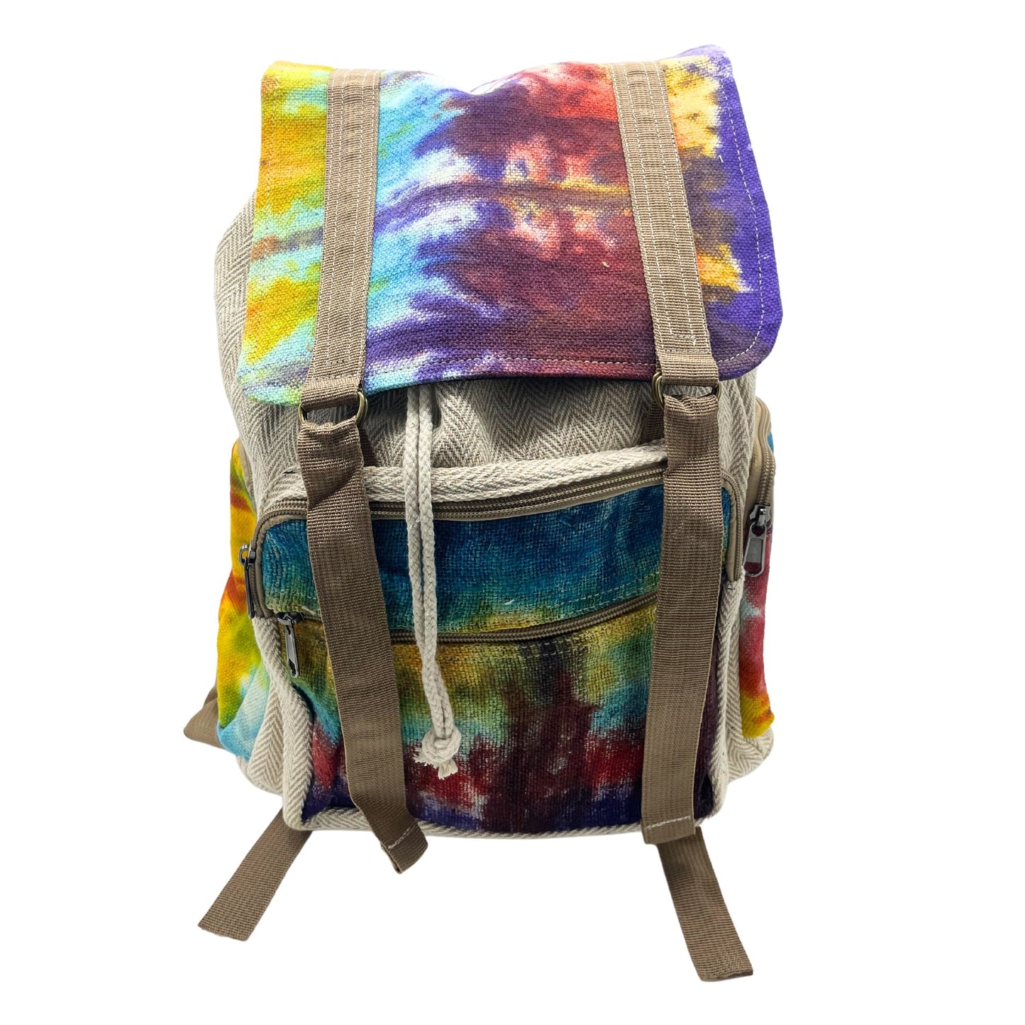 Grand sac à dos carré en chanvre Tiedye