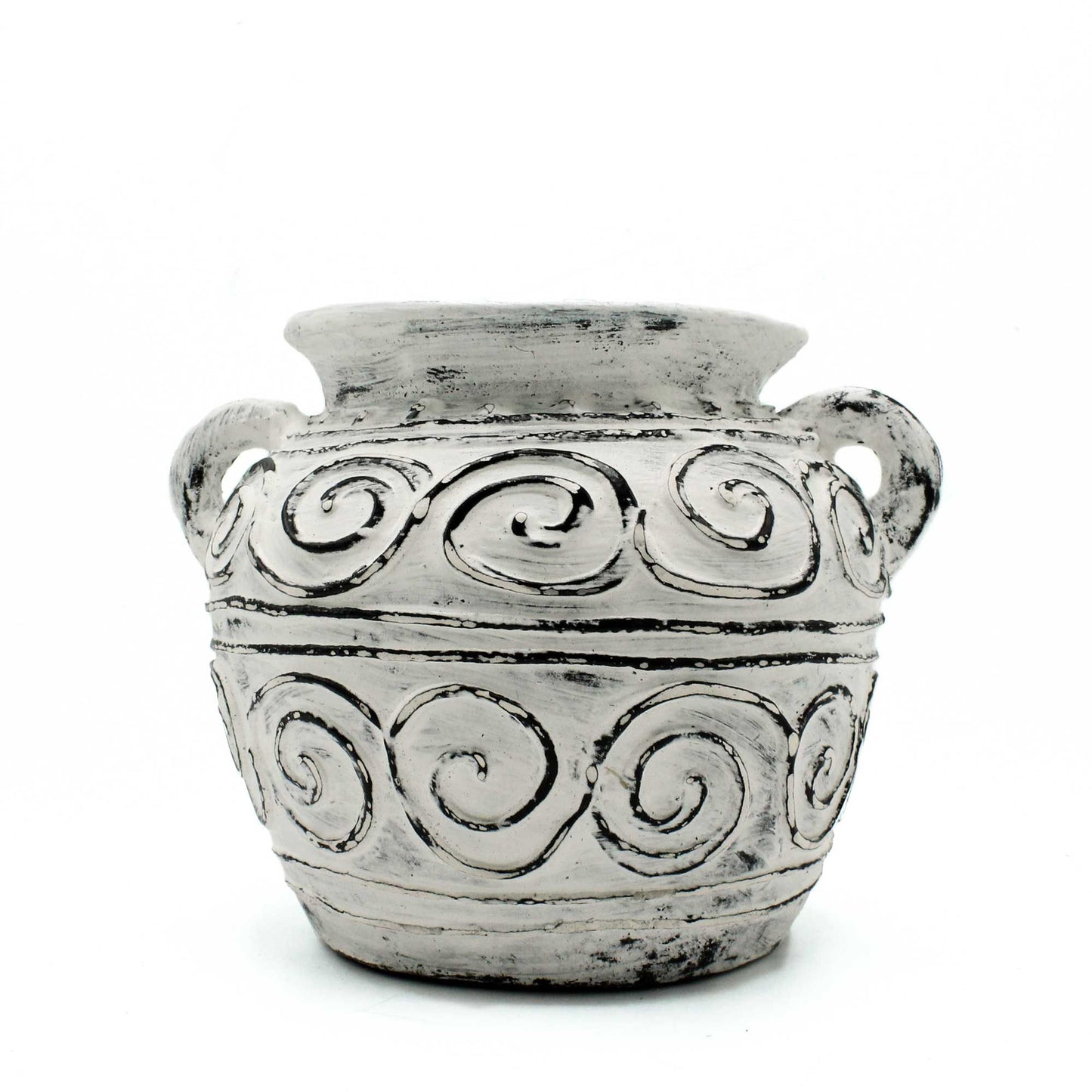 Jardinière grecque en argile avec poignées - Crème 15 cm