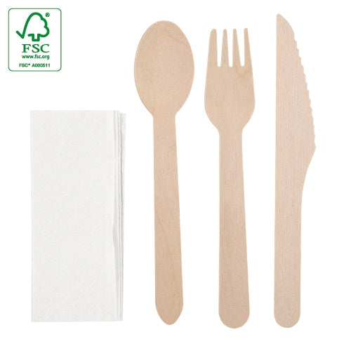 SET DE CUBIERTOS MADERA 4 PCS "COMPLEC"