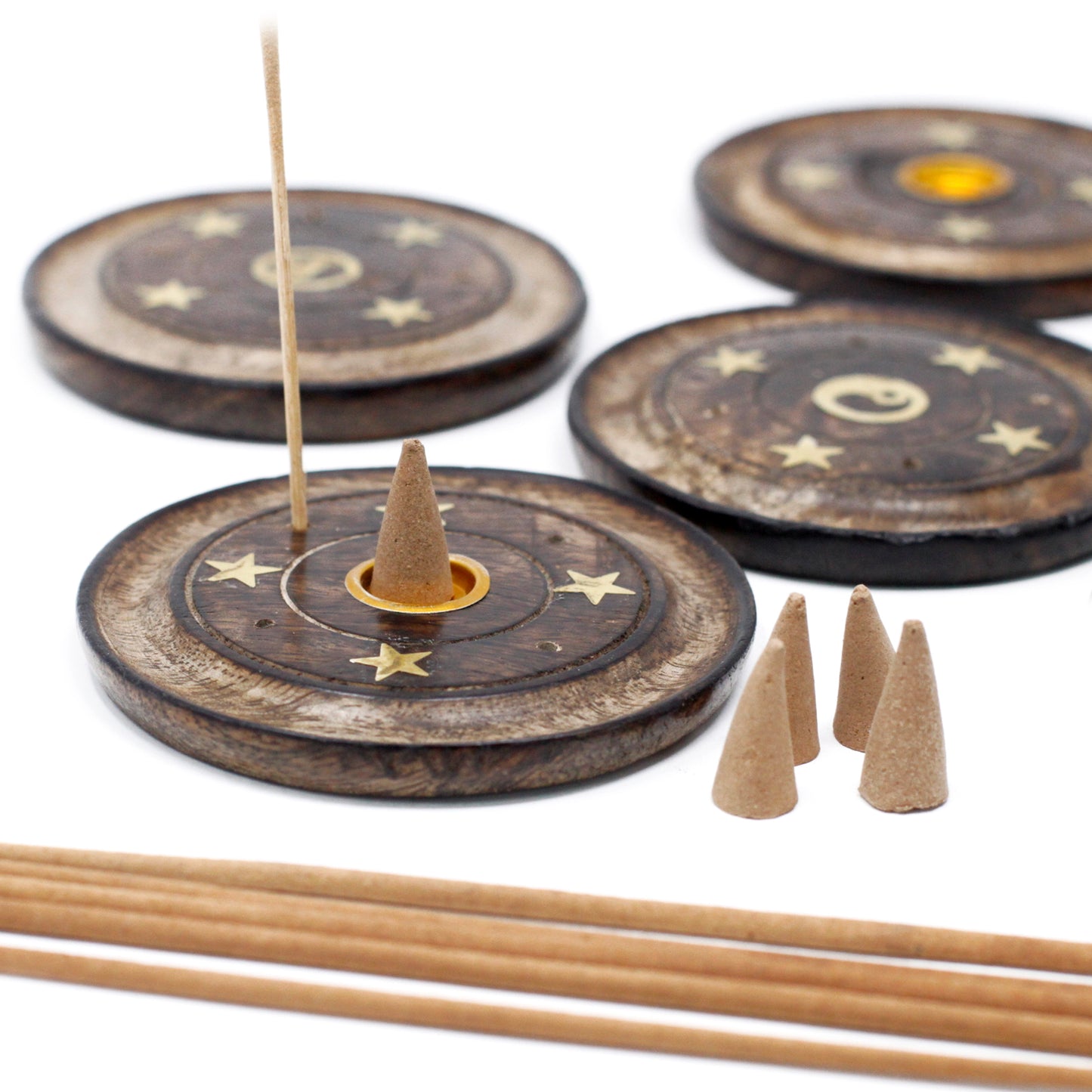 Manche en bois 10 cm (cône et encens)