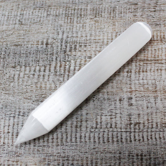 Baguette de sélénite - 16 cm (les deux extrémités sont pointues)