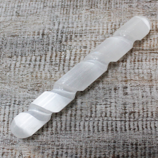 Baguette spirale en sélénite - 16 cm (les deux extrémités sont arrondies)