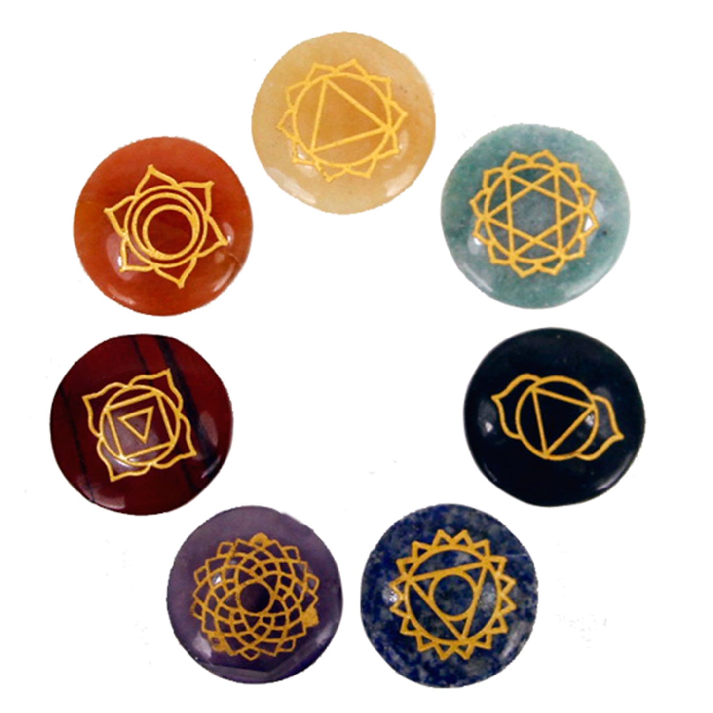Ensemble de sept pièces en agate noire géométrique