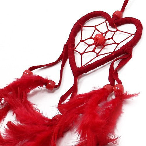 Bali Traumfänger Herz klein - Schwarz/Weiß/Rot (verschiedene Farben)