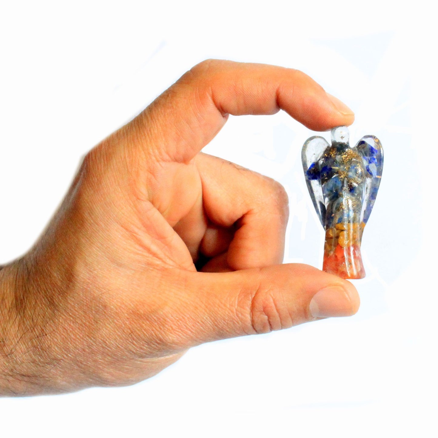 Ange en orgonite 50 mm - Gemmes et cuivre