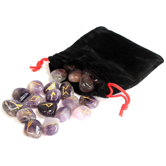 Ensemble de runes indiennes en sachets – Améthyste