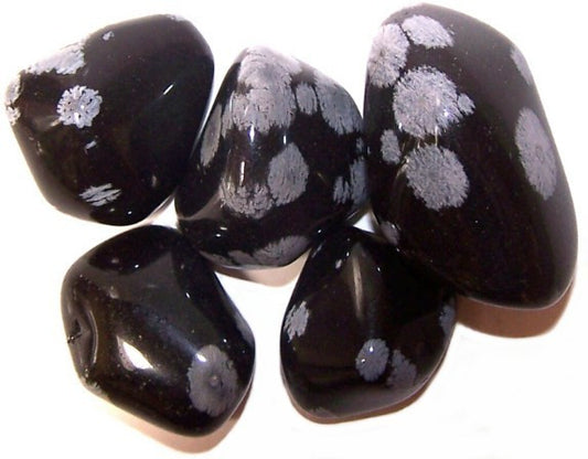 24 x L Tumble Stones - Obsidiana Copo de Nieve