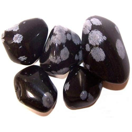 24 x L Pierres roulées - Obsidienne flocon de neige