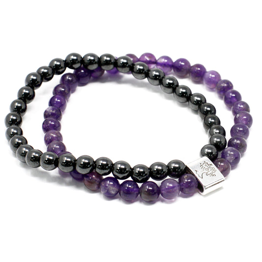 Bracelet magnétique en pierres précieuses - Améthyste