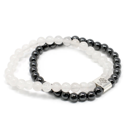 Bracelet magnétique en pierres précieuses - Quartz blanc