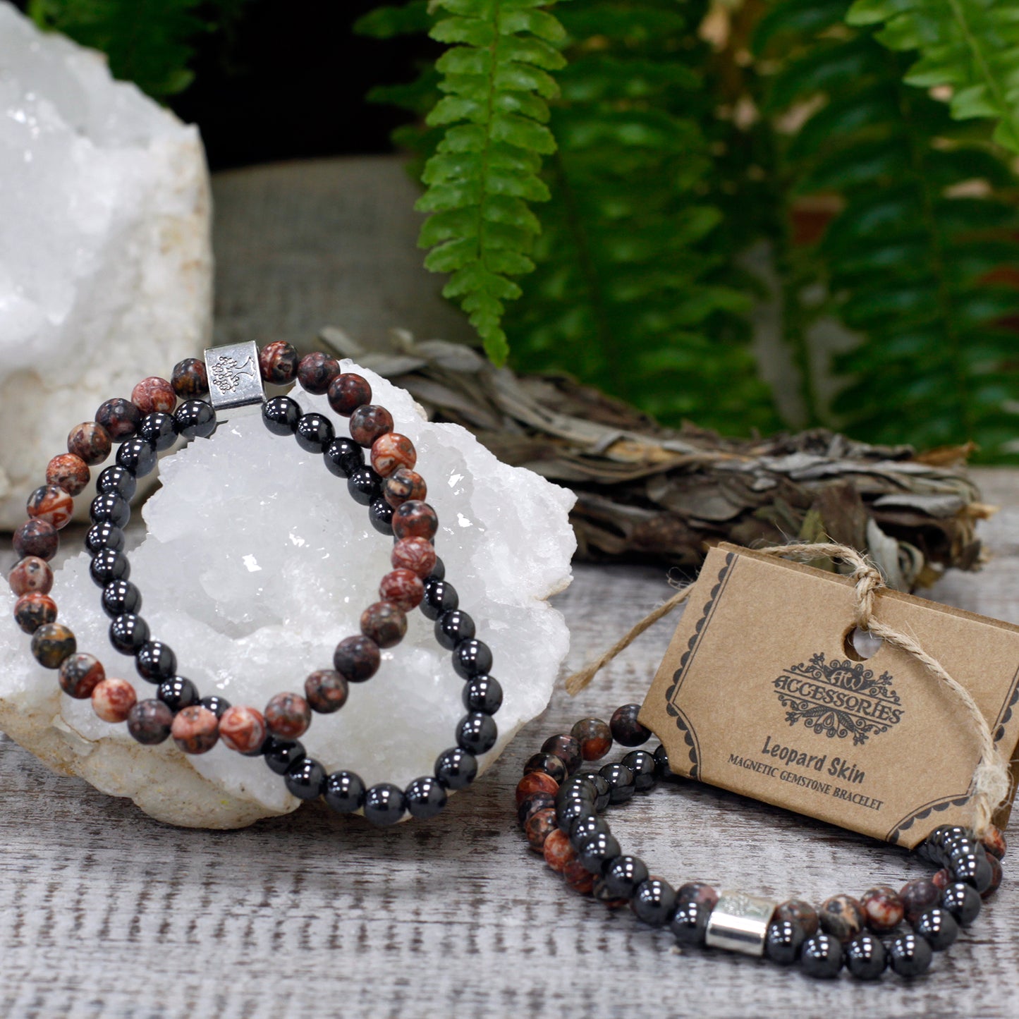 Bracelet magnétique en pierres précieuses - Peau de léopard