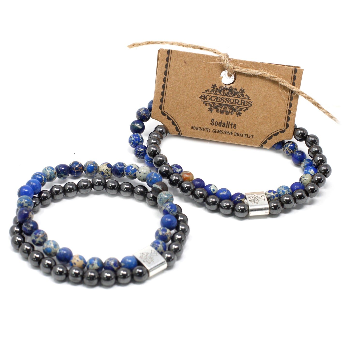 Bracelet magnétique en pierres précieuses - Sodalite
