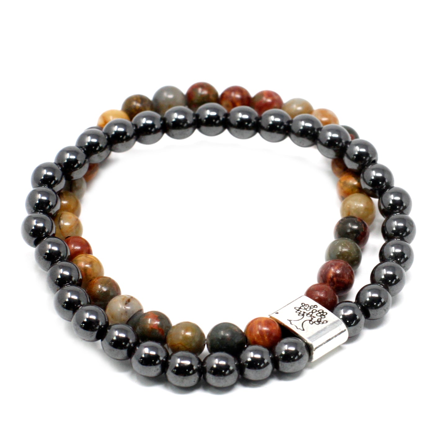 Bracelet magnétique en pierres précieuses - Jaspe Picasso