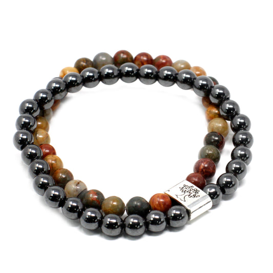 Bracelet magnétique en pierres précieuses - Jaspe Picasso