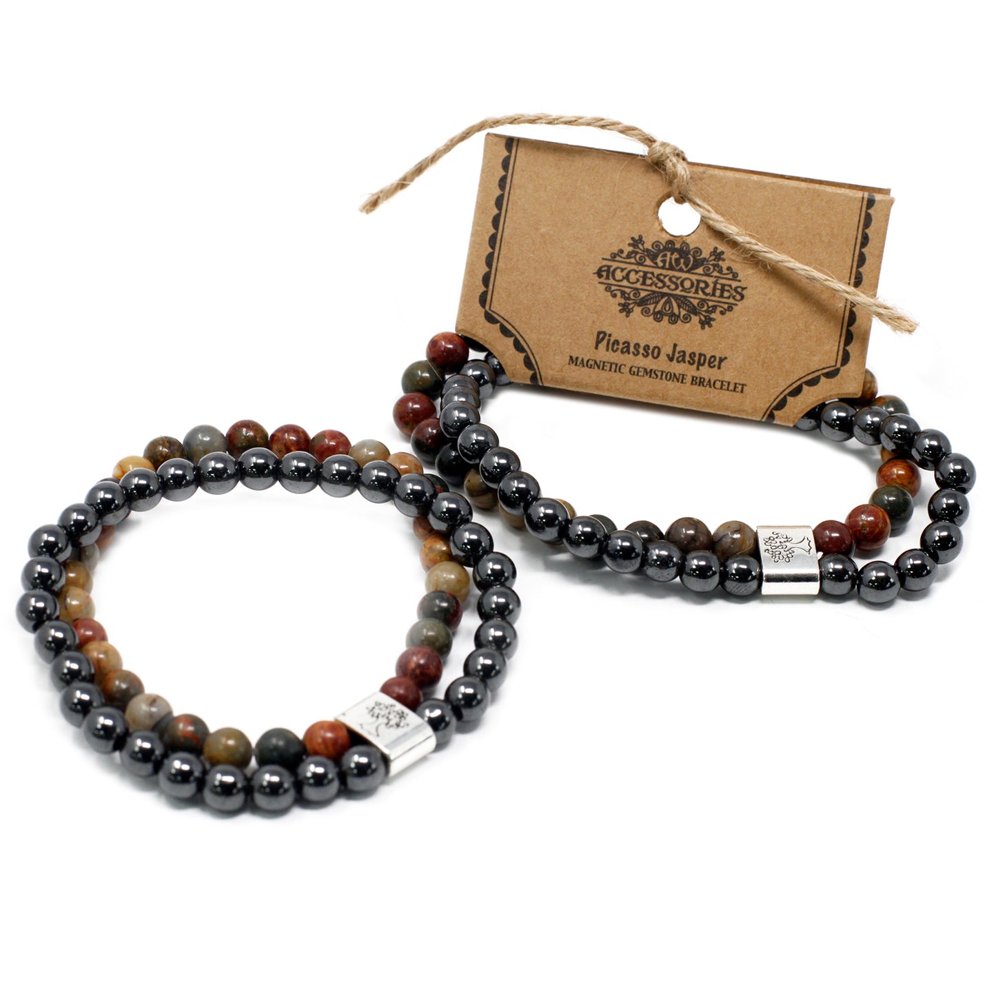Bracelet magnétique en pierres précieuses - Jaspe Picasso