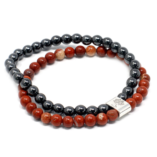 Bracelet magnétique en pierres précieuses - Pierre rouge