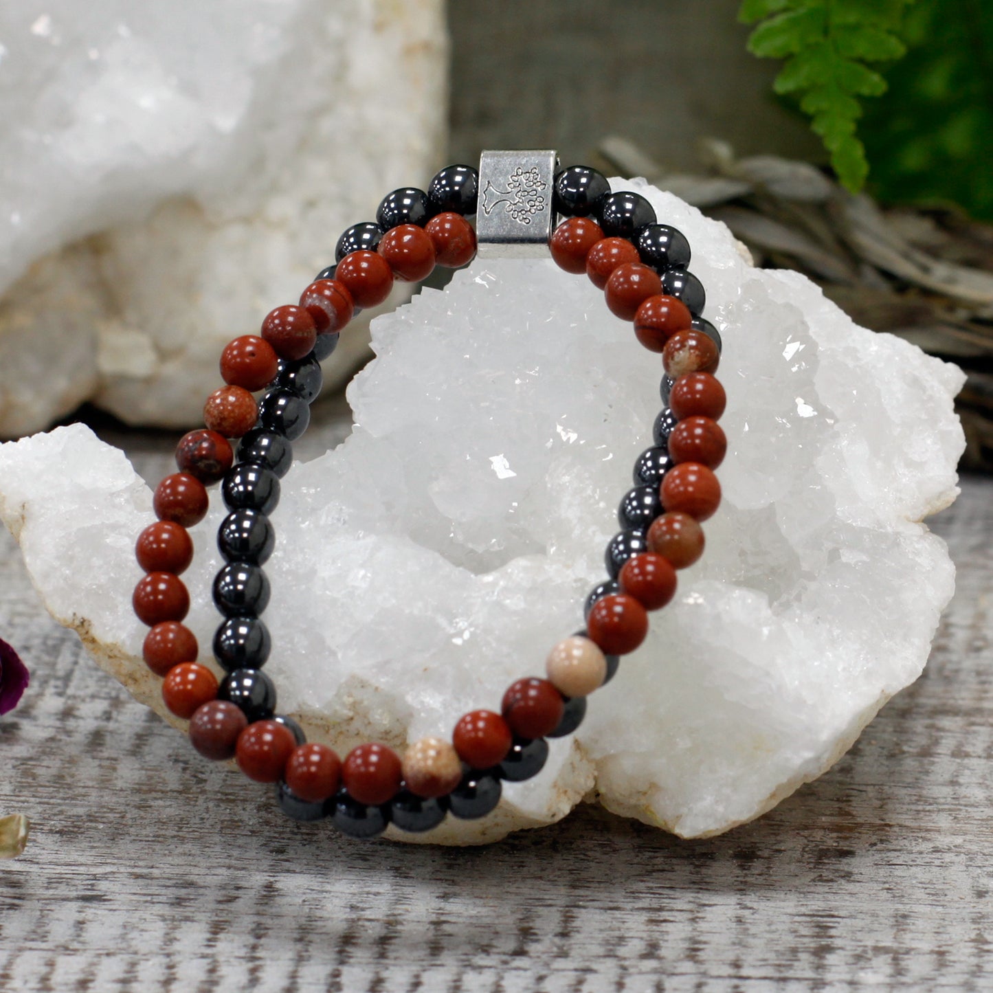Bracelet magnétique en pierres précieuses - Pierre rouge