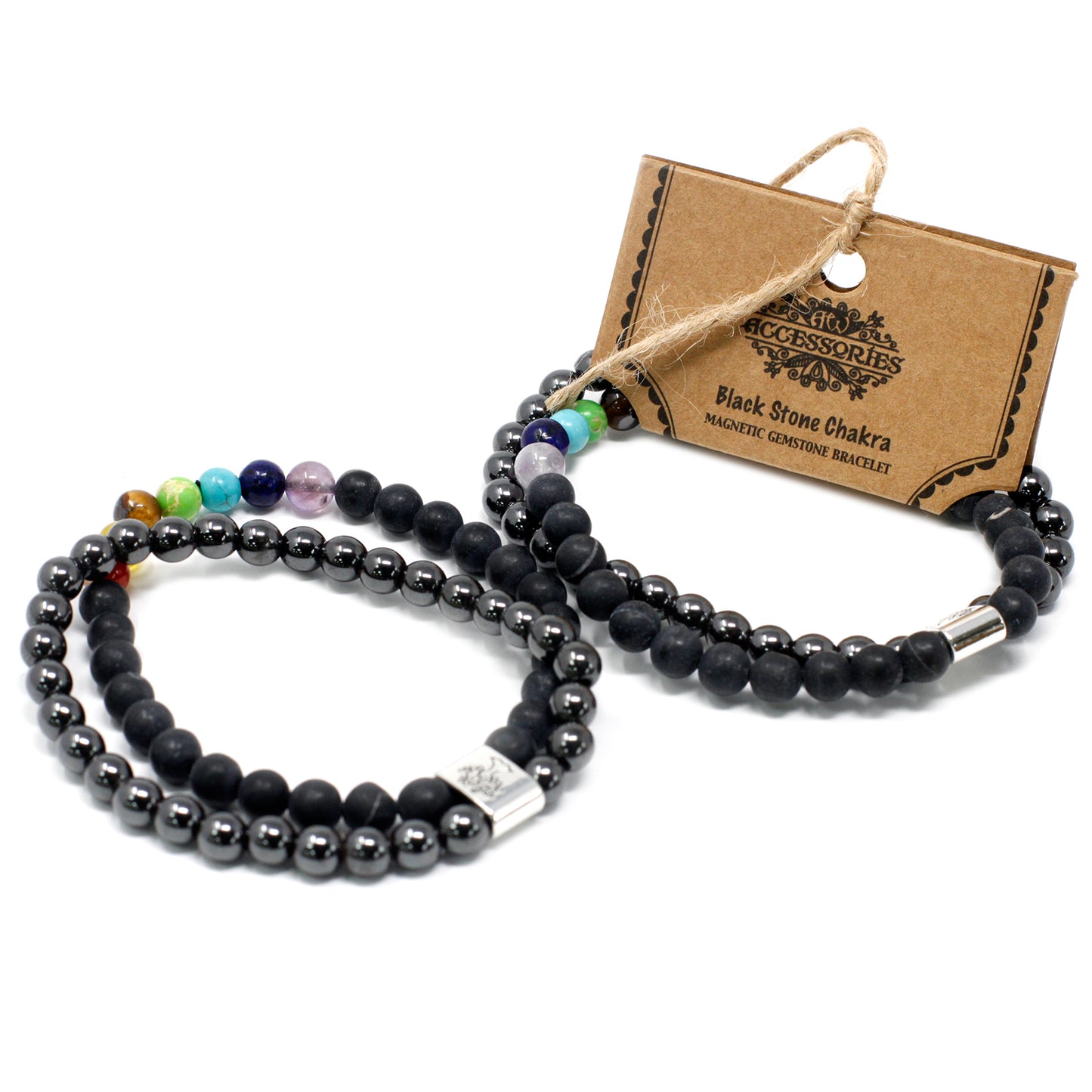 Bracelet magnétique en pierres précieuses - Chakra Black Stone