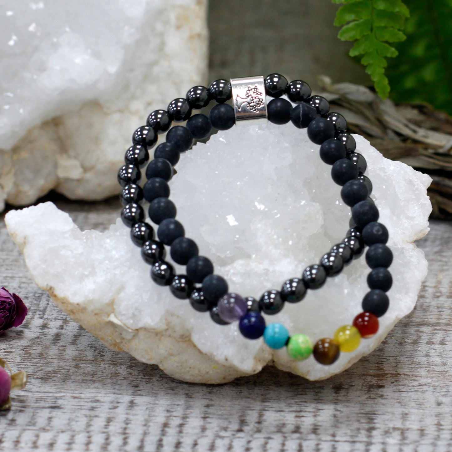 Bracelet magnétique en pierres précieuses - Chakra Black Stone