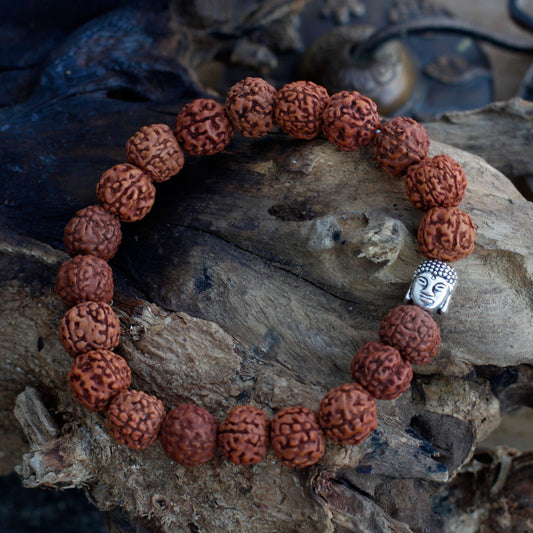 Bracelet Mala Japa Bouddha Rudraksha - Naturel
