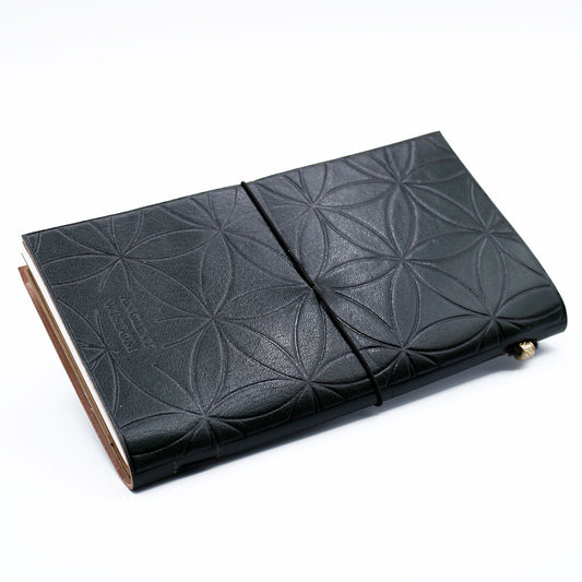 Journal en cuir - Fleur de vie - Vert (80 pages)