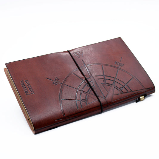 Journal en cuir - Voyagez à travers le monde - Marron (80 pages)