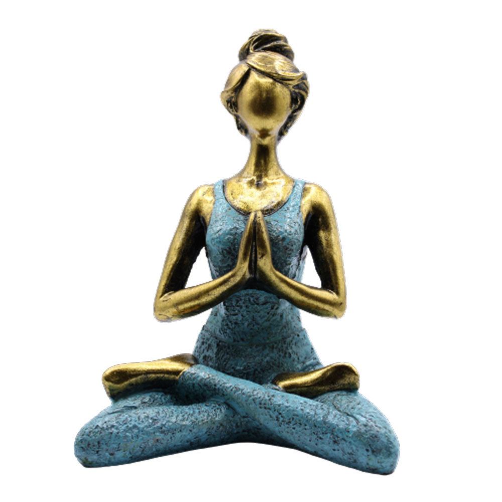 Figurine Yoga Lady - Bronze et Turquoise 24 cm