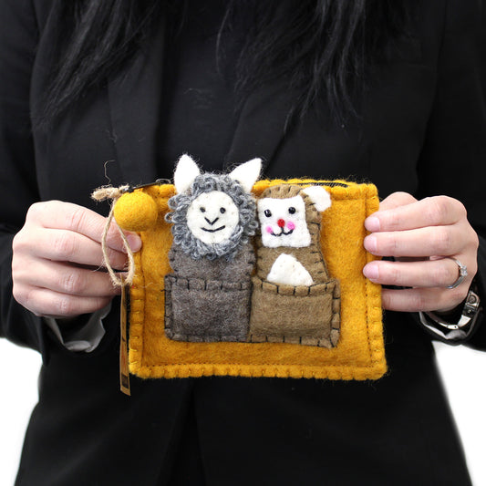 Sac avec marionnettes à doigts - Ours et mouton