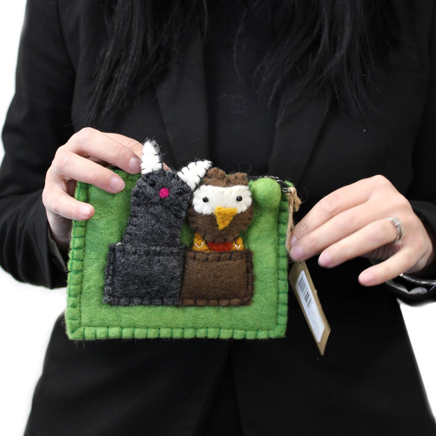 Sac avec marionnettes à doigts - Hibou et chaton