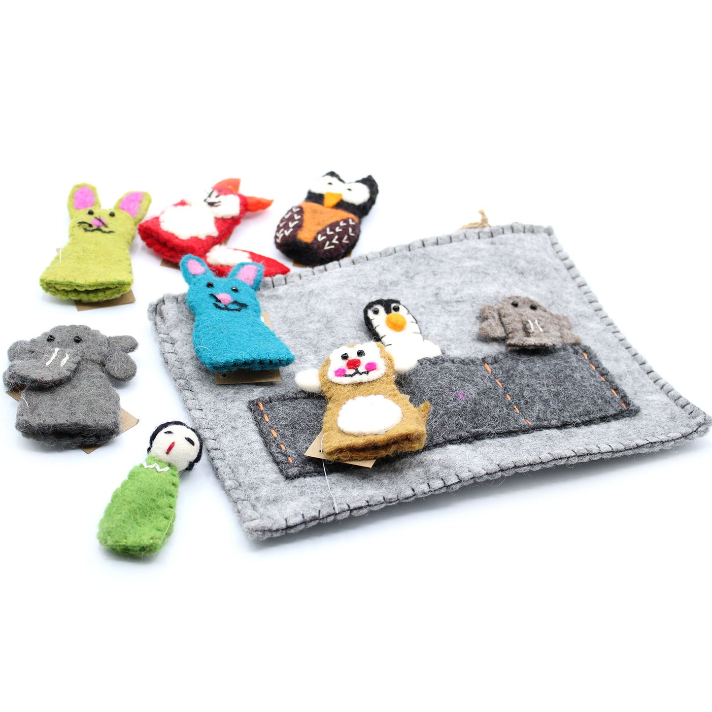 Sac pour tablette avec marionnettes à doigts