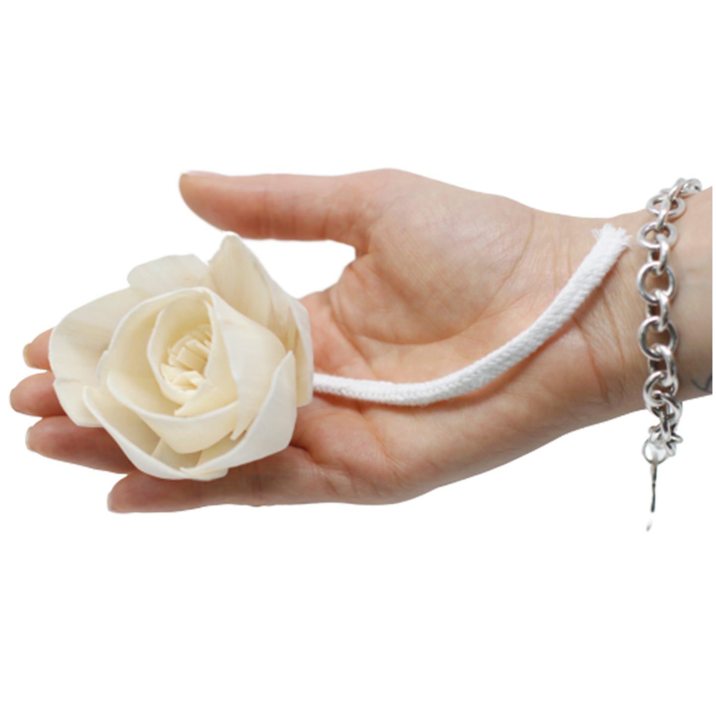 Natürlicher Blumendiffusor – Große Rose am Seil