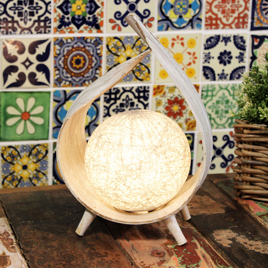 Lámpara de Coco Natural - Envoltura Blanqueada
