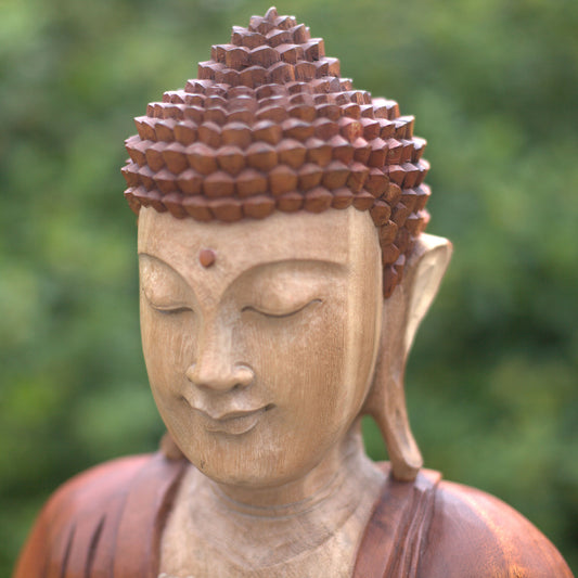 Statue de Bouddha sculptée à la main - 80 cm Bienvenue