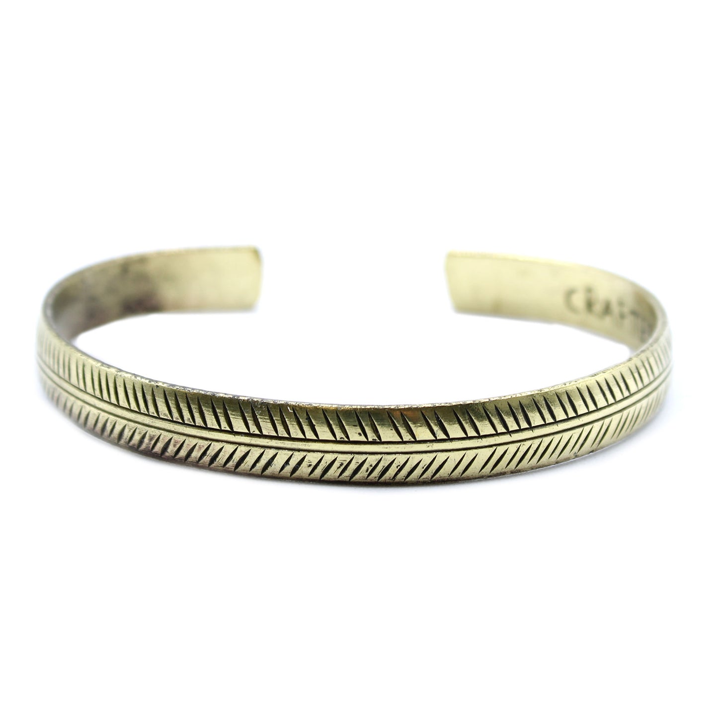 Bracelet tibétain en laiton - Feuille tribale fine
