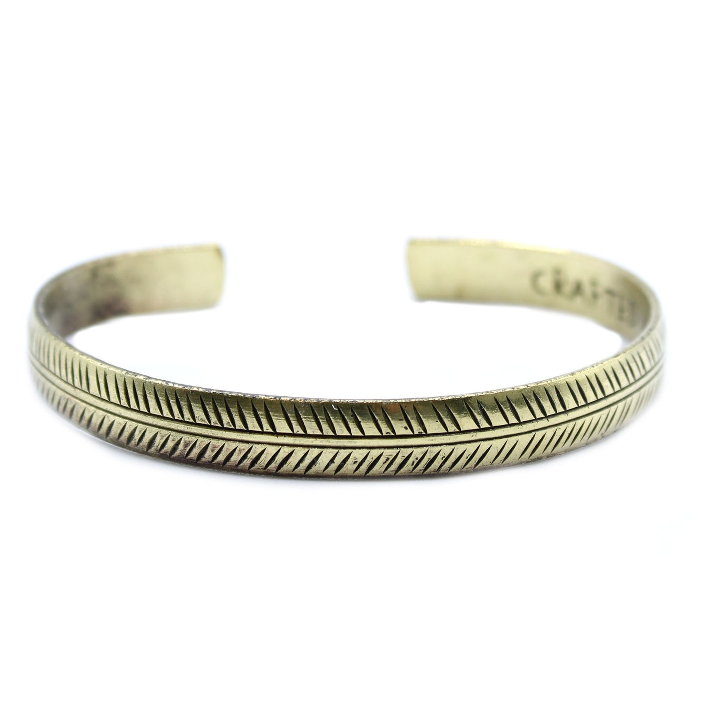 Bracelet tibétain en laiton - Feuille tribale fine