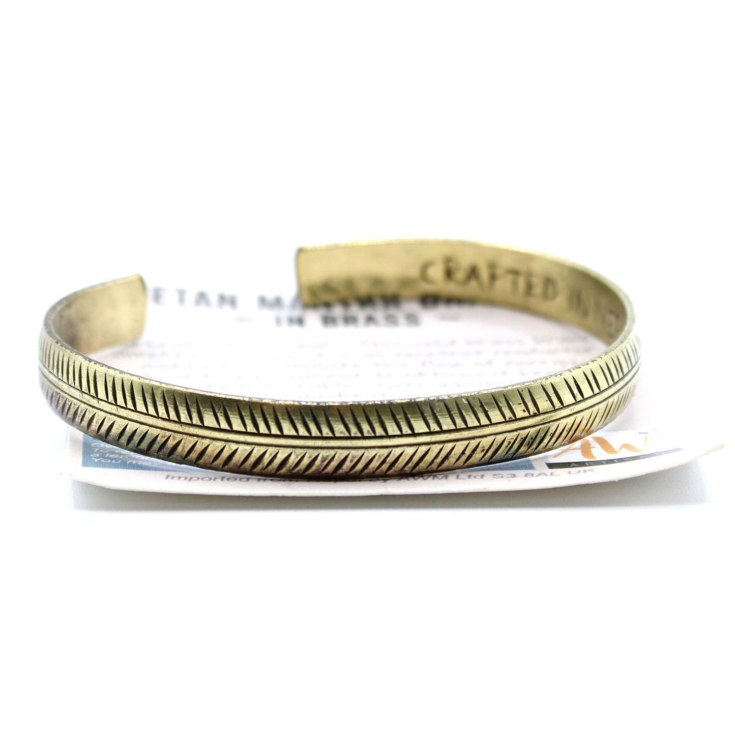 Bracelet tibétain en laiton - Feuille tribale fine