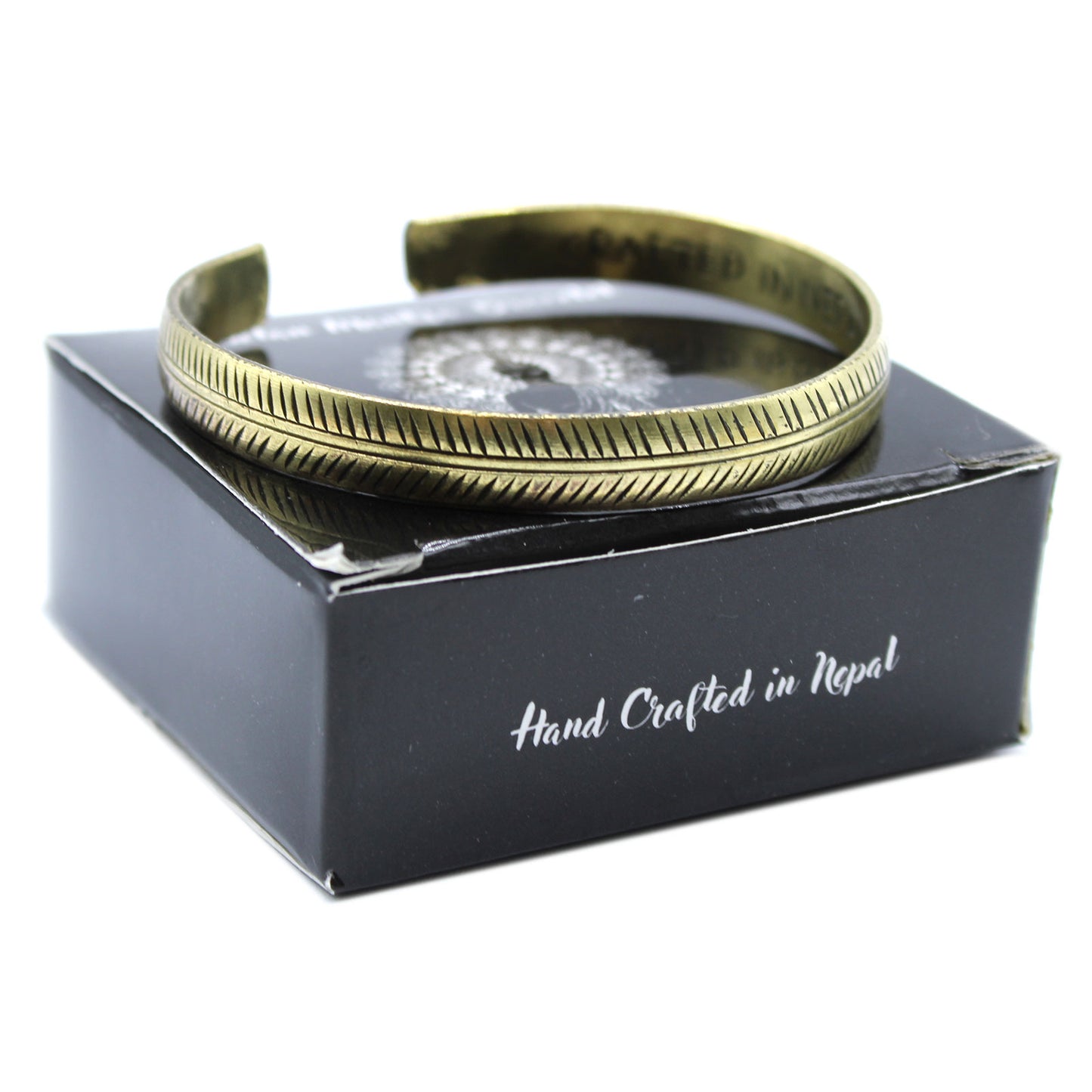 Bracelet tibétain en laiton - Feuille tribale fine
