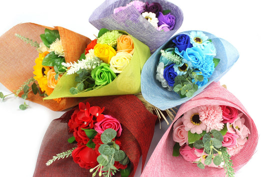Bouquet de fleurs de savon - Bleu